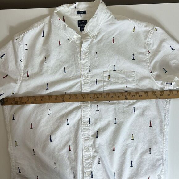 J. Crew Men's Slim Flex Oxford XL White Multicolored Nautical Preppy - Picture 7 of 8